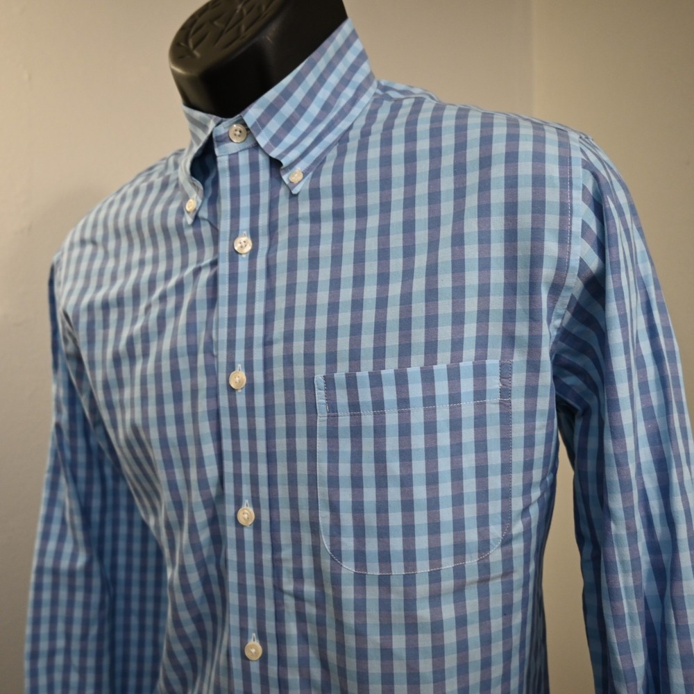 Brooks Brothers Regent Dress Shirt Blue Plaid Long‎ Sleeve Button Up Mens Small